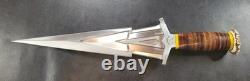 Badass Blades Dague King Zeus en acier D2 fabriquée à la main, manche en cuir empilé - BA849