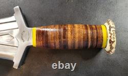 Badass Blades Dague King Zeus en acier D2 fabriquée à la main, manche en cuir empilé - BA849