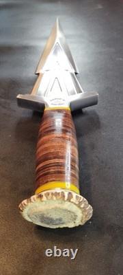 Badass Blades Dague King Zeus en acier D2 fabriquée à la main, manche en cuir empilé - BA849