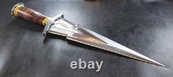 Badass Blades Dague King Zeus en acier D2 fabriquée à la main, manche en cuir empilé - BA849