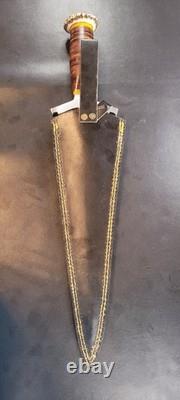 Badass Blades Dague King Zeus en acier D2 fabriquée à la main, manche en cuir empilé - BA849