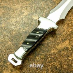 Belle Main Sur Mesure D2 Steel Dagger Knife & Sheath Buffalo Horn Handle