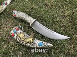 Bête de combat tibétaine Machete Couteau court en acier à ressort tranchant Dao Dagger Tanto