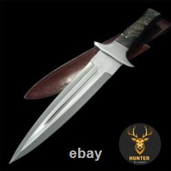 COUTEAU DE COMBAT FULLER DAGGER Full Tang Fait Main Acier D2 Corne de Bélier Couteau de Chasse