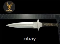 COUTEAU DE COMBAT FULLER DAGGER Full Tang Fait Main Acier D2 Corne de Bélier Couteau de Chasse
