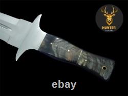 COUTEAU DE COMBAT FULLER DAGGER Full Tang Fait Main Acier D2 Corne de Bélier Couteau de Chasse