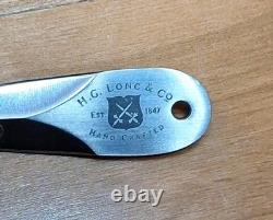 COUTEAU DE POCHE VINTAGE H. G. LONG & Co. FAIT À LA MAIN OSS 3 AVEC GRIFFES /100, ÉTUI
