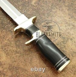 Couteau D2 Sur Mesure À La Main Dagger 18 Avec Gaine En Cuir De Poignée De Corne De Taureau