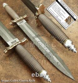 Couteau Dagger en Damas Rare Personnalisé Impact Cutlery avec Poignée Enroulée de Fil