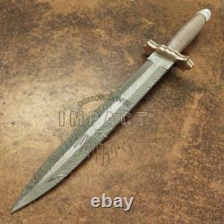 Couteau Dagger en Damas Rare Personnalisé Impact Cutlery avec Poignée Enroulée de Fil