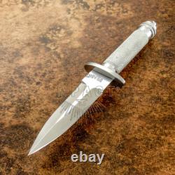 Couteau Dague Art Personnalisé D2 Rare Impact Cutlery Poignée Argent Cannelée