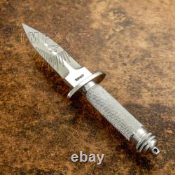 Couteau Dague Art Personnalisé D2 Rare Impact Cutlery Poignée Argent Cannelée