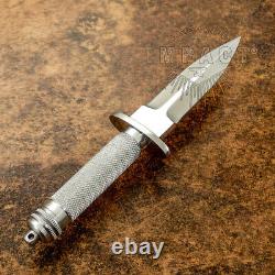Couteau Dague Art Personnalisé D2 Rare Impact Cutlery Poignée Argent Cannelée