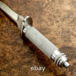 Couteau Dague Art Personnalisé D2 Rare Impact Cutlery Poignée Argent Cannelée