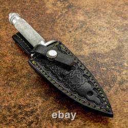 Couteau Dague Art Personnalisé D2 Rare Impact Cutlery Poignée Argent Cannelée