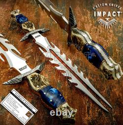 Couteau Dague Art Prédateur Rare Personnalisé D2 Pleine Lame Impact Cutlery Bois de Cerf