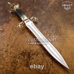 Couteau Dague Art Rare Personnalisé D2 Impact Cutlery Manche En Corne De Cerf