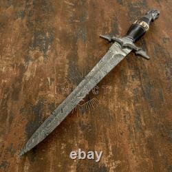 Couteau Dague Art en Damas Rare Personnalisé avec Manche en Bois de Cerf Impact Cutlery
