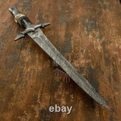 Couteau Dague Art en Damas Rare Personnalisé avec Manche en Bois de Cerf Impact Cutlery