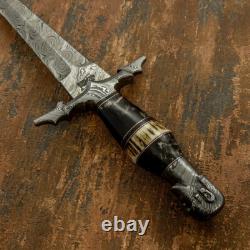 Couteau Dague Art en Damas Rare Personnalisé avec Manche en Bois de Cerf Impact Cutlery
