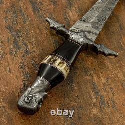 Couteau Dague Art en Damas Rare Personnalisé avec Manche en Bois de Cerf Impact Cutlery