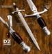 Couteau Dague Épée Fuller D2 Personnalisé Impact Cutlery Cuir Empilé