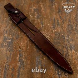 Couteau Dague Épée Fuller D2 Personnalisé Impact Cutlery Cuir Empilé