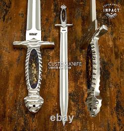 Couteau Dague Épée Rare Personnalisée Plein Tang Impact Cutlery Poignée en Résine de Pin cône