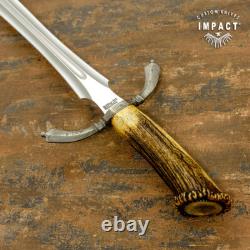 Couteau Dague Épée Règle D2 28,50 Impact Cutlery Rare Personnalisé Couronne Bois de Cerf