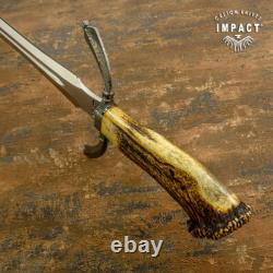Couteau Dague Épée Règle D2 28,50 Impact Cutlery Rare Personnalisé Couronne Bois de Cerf