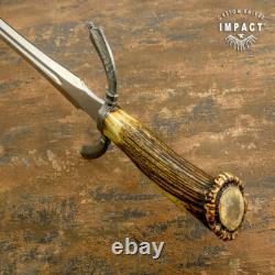 Couteau Dague Épée Règle D2 28,50 Impact Cutlery Rare Personnalisé Couronne Bois de Cerf