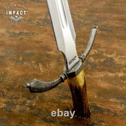 Couteau Dague Épée Règle D2 28,50 Impact Cutlery Rare Personnalisé Couronne Bois de Cerf