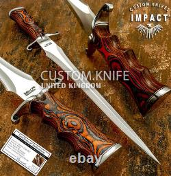 Couteau Dague Grand Personnalisé D2 Rare Impact Cutlery Poignée en Bois Exotique