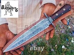 Couteau Dague Motif Plume Lame en Acier Damas/Personnalisé Fait Main 14.5 Micarta