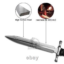 Couteau Dague Viking En Acier Au Carbone Fait Main, Couteau Dague Medieval, Dague + Gaine