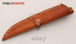 Couteau Dague de Chasse Slim en Acier Damas Fait Main 8,5 / Poignée en Corne de Cerf