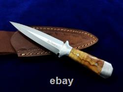 Couteau Dague de Combat EDC Robuste en Acier Outil D2 Plein Tang Fait Main 6,5