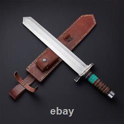 Couteau De Chasse À L'épée Courte Viking Fait Main Personnalisé Avec Gaine En Cuir