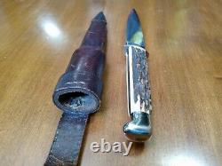 Couteau Vintage Solingen Allemagne Othello Old Stag Bone Withcase Dagger Boot Rare