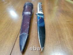 Couteau Vintage Solingen Allemagne Othello Old Stag Bone Withcase Dagger Boot Rare