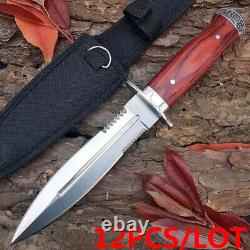 Couteau à lame fixe 12X avec étui en nylon - Couteau à double tranchant pour la chasse, dague et épée.