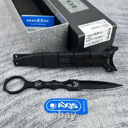 Couteau à lame fixe Benchmade SOCP Dagger 176BK, manche noir, étui, NEUF