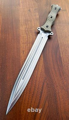 Couteau à lame fixe Busse Combat à pointe de lance en acier, Micarta, pleine soie