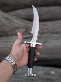 Couteau à lame fixe forgé à la main, poignard courbé de chasse avec étui, cadeau de Noël