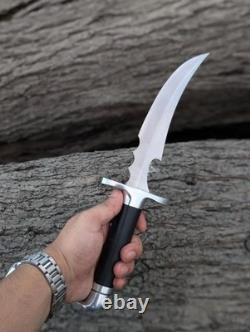 Couteau à lame fixe forgé à la main, poignard courbé de chasse avec étui, cadeau de Noël