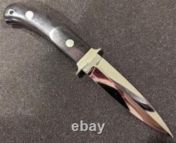 Couteau à lame fixe sur mesure S. R. Johnson, dague, manche en bois d’ébène, œuvre de jeunesse
