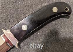 Couteau à lame fixe sur mesure S. R. Johnson, dague, manche en bois d’ébène, œuvre de jeunesse