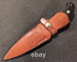 Couteau à lame fixe sur mesure S. R. Johnson, dague, manche en bois d’ébène, œuvre de jeunesse