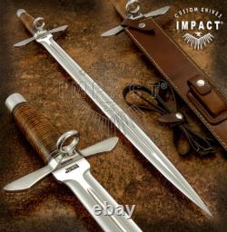 Couteau d'art poignard Impact Cutlery rare sur mesure D2 épée cuir empilé
