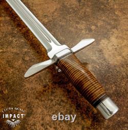 Couteau d'art poignard Impact Cutlery rare sur mesure D2 épée cuir empilé